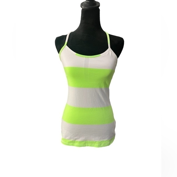 Lululemon Power Y Tank *Luon Light Bold Stripe Zippy Green SIZE SIX - Picture 2 of 7